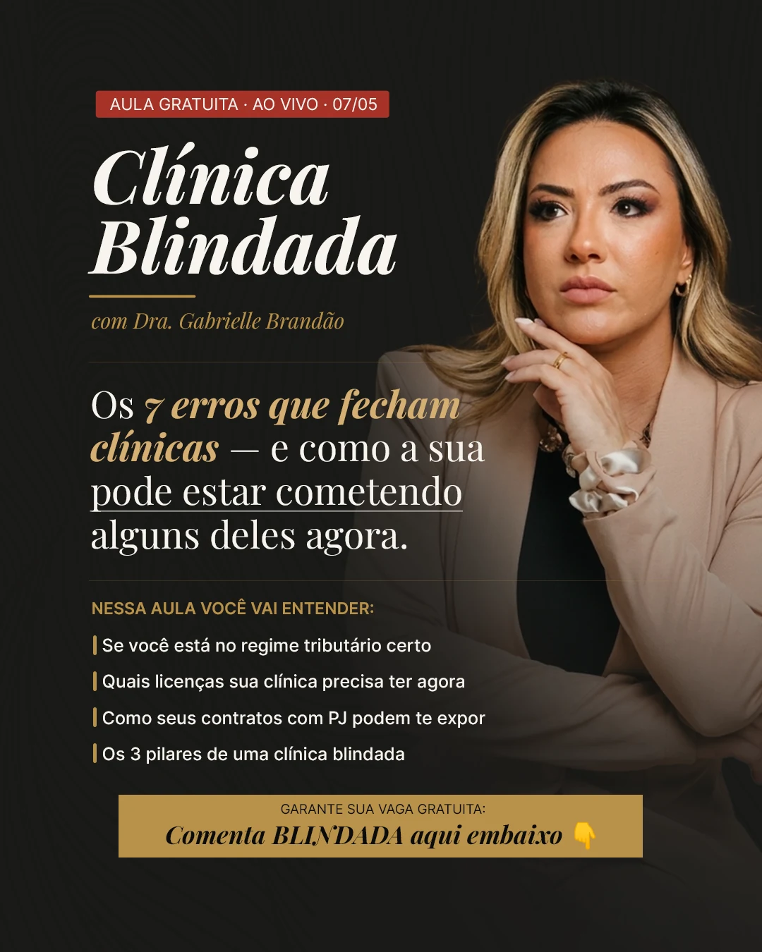 Clínica Blindada dark diagnostic creative
